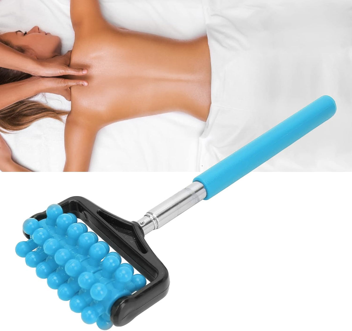 Ymiko Telescopic Massage Stick for Men and Women – Granular Body Roller for Neck, Back, Legs, Sky Blue