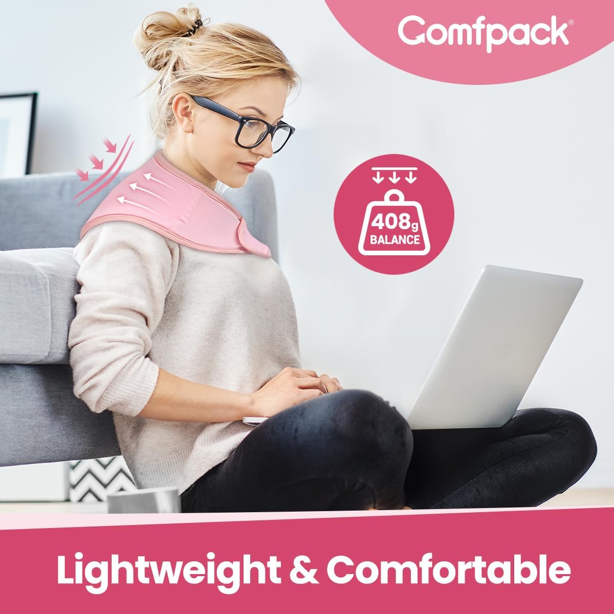 Comfpack Neck Ice Pack Wrap, Soft Gel Ice Packs for Neck Shoulder Reusable | Hot & Cold Compress Cold Pack for Surgery, Injuries, Swelling, Stiffness, Muscle Tension, Office Pressure