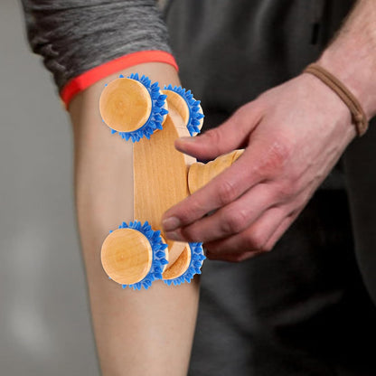 Holibanna 3pcs Wooden Massage Roller Moon Car for Relaxing Massage and Relieving Muscle Fatigue, Handheld Back Massager Stick Suitable for Yoga After Exercise
