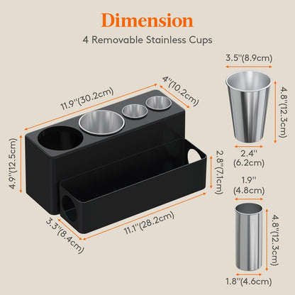 Lifewit Hair Tool Organizer Dryer Holder Countertop with 4 Cups, Black | 4 Stainless cups Tools Organizer, Acrylic body Hair Product Storage for Curling Iron, Brush, Straightener, Bathroom