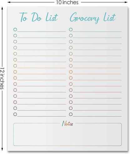 Gueevin 2 Pcs Magnetic Dry Erase Grocery List for Fridge 10" x 12" Magnet White Board Sheet with 8 Whiteboard Markers 2 Eraser Reusable for Refrigerator Kitchen Locker Cabinet Door(Gray Line)