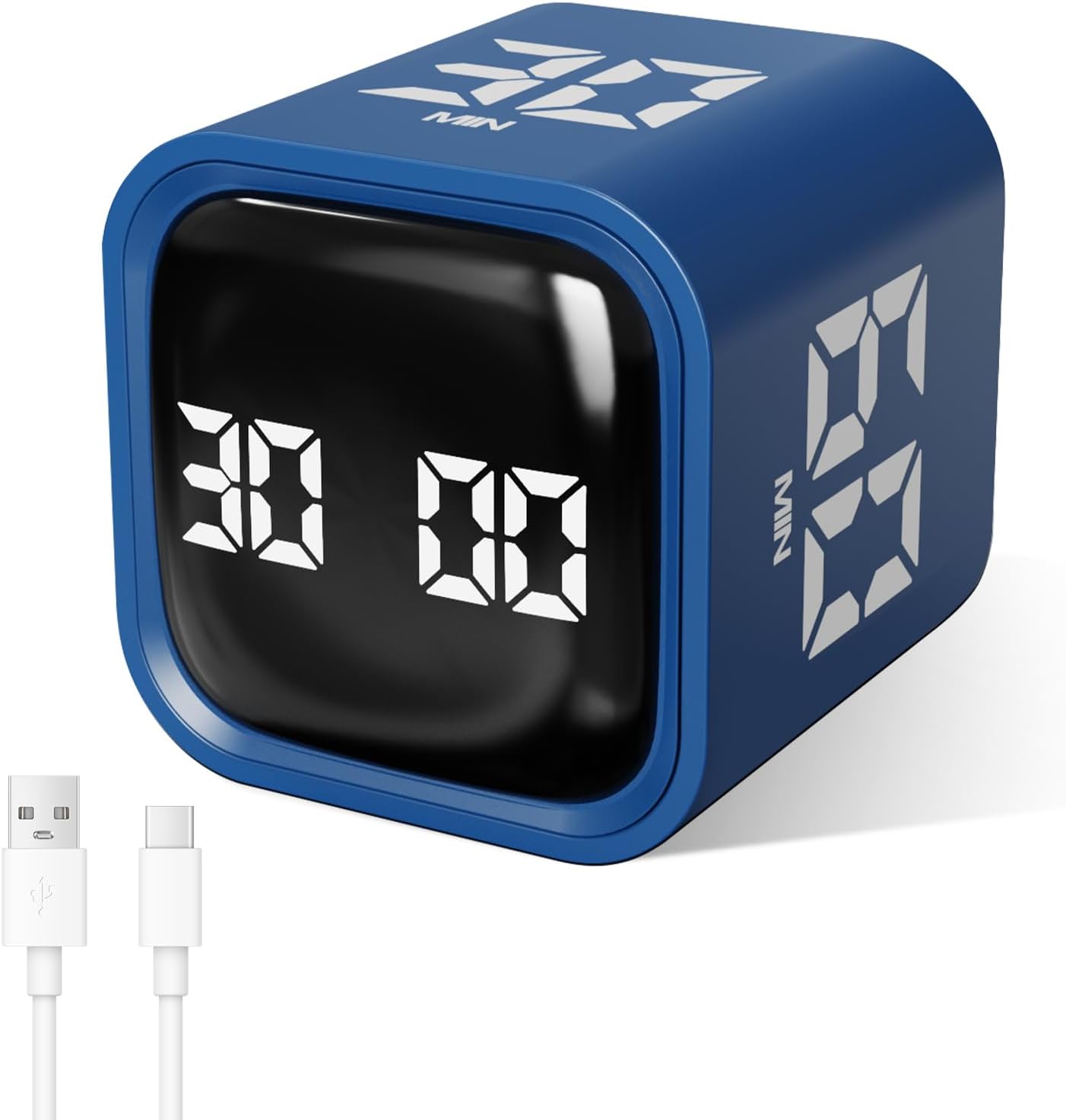 GuDoQi Multi-Function Cube Timer, 5/10/30/60 Min & Custom Count Down, Included Pause & Resume Feature, Silent, Vibrate & Adjustable Sound Alarm for Productivity in Tasks, Study & Kitchen, Purple