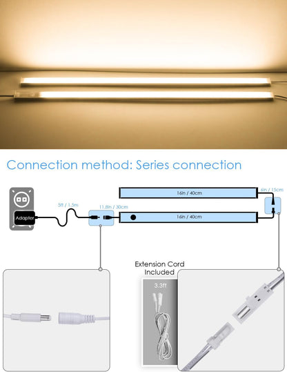 Under Cabinet Lighting LED Motion Sensor Lights Plug in Indoor, 16 inch 500LM 12V Under Counter Super Bright Ultra Thin Magnetic for Kitchen/Closet/Hallway/Toilet/Garage(Cool White/6000K)