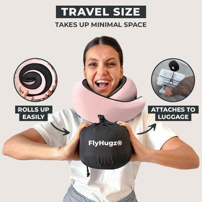 FlyHugz® Neck Travel Pillow Memory Foam Neck Pillow, Gray
