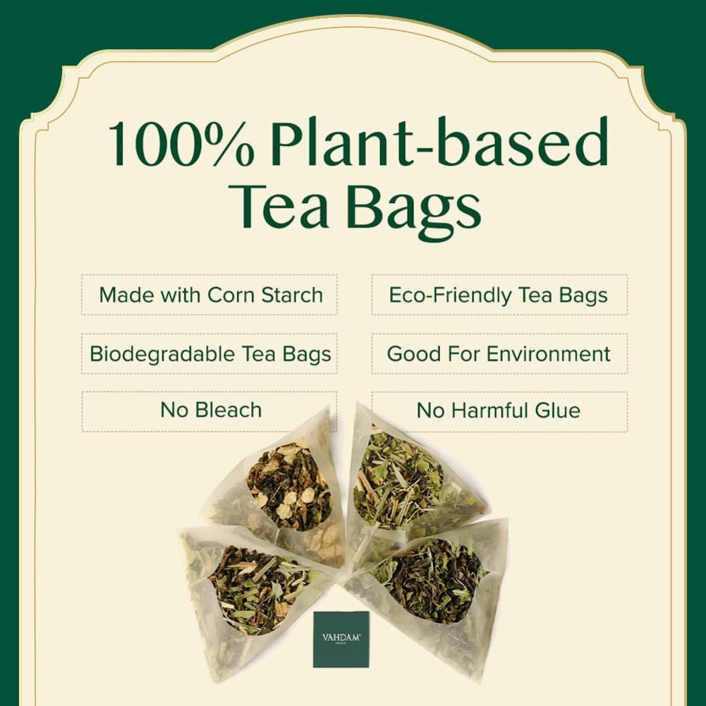 VAHDAM, Assorted Herbal Tea Sampler (18 Tea Bags, 9 Flavors) Caffeine-Free, Non-GMO | Double Infusion, Individually Enveloped Tea Bags | Herbal Tea Assortmen