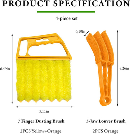 DXNQ 2 PCS Blind Cleaner Duster Tool, Window Venetian Hand-held 7 Finger Dusting Cleaner Brush, Blinds Cleaning Brush Tool for Window Shutters Air Conditioner, Car Accessories (Blue+Green)