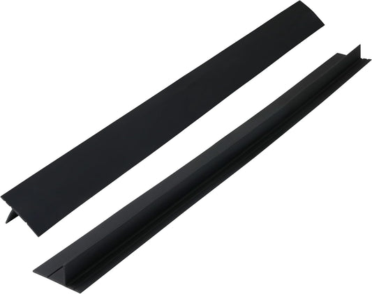 Extra Long Silicone Stove Gap Cover - Heat Resistant and Easy to Clean Stovetop Cooktop Counter Gap Filler Seal Between Stove and Counter, Kitchen Range Oven Top Crumb Catcher (25 Inch, 2 Pack, Black)