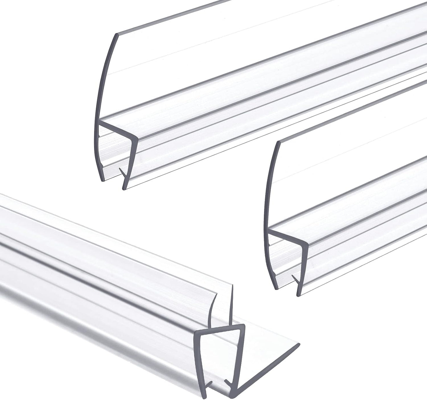 Shower Door Bottom Seal 2-Pack, 36"(914mm) Long PVC Strips with Drip Rail for 5/16"(8mm) Glass Door, Prevent Water from Spilling and Keeps The Room Clean