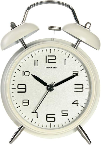 Peakeep Loud Alarm Clock for Heavy Sleepers Adults, Metal 4.5 Inches | Twin Bell Battery Operated Analog Alarm Clocks for Bedrooms Kids' Room Decoration (Jewel Blue)