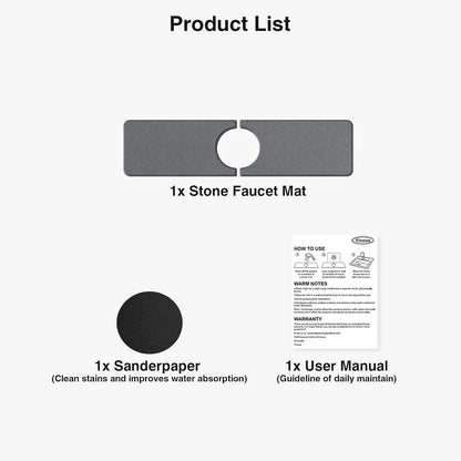 Premium Stone Faucet Mat for Kitchen Sink, 30" x 4" White | Quick Drying & Water Absorbent, Sink Splash Guard Tray for Prevents Moisture Buildup