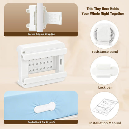 HOUSE AGAIN Bed Sheet Holders for Corners, 8-Point Grip Locking Clips & Straps Keep Fitted Sheets Firm, Tight and Smooth, No More Loose Sheets, Easy One-Time Installation (White)