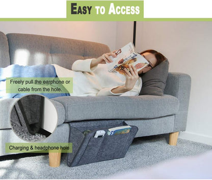 Bedside Caddy Organizer Storage Pocket Small Things Holder, Gray | Simple and Durable Storage Solution for Home, College, Dorm, Bunk, Sofa