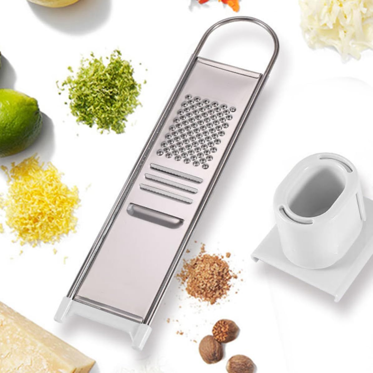 MAGICLULU Food Slicer Hand Guard with Stainless Steel and Abs Material for Potato and Cucumber, Finger Protective Tool to Prevent Cuts and Abrasions, Multi-functional Kitchen Vegetable