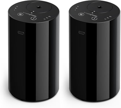 Waterless Essential Oil Diffuser, Portable Aromatherapy Diffuser with 20mL Capacity, Battery Operated Mini Scent Diffuser,3 Mist Levels & Timers, Leak-Free, for Home, Car, Office (Black)