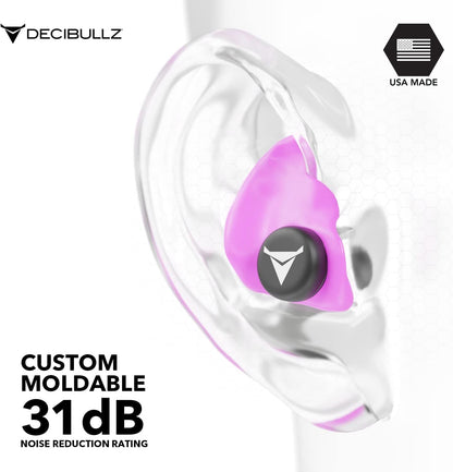 Decibullz - Custom Molded Earplugs, 31dB Highest NRR, Comfortable Hearing Protection for Shooting, Travel, Work and Concerts