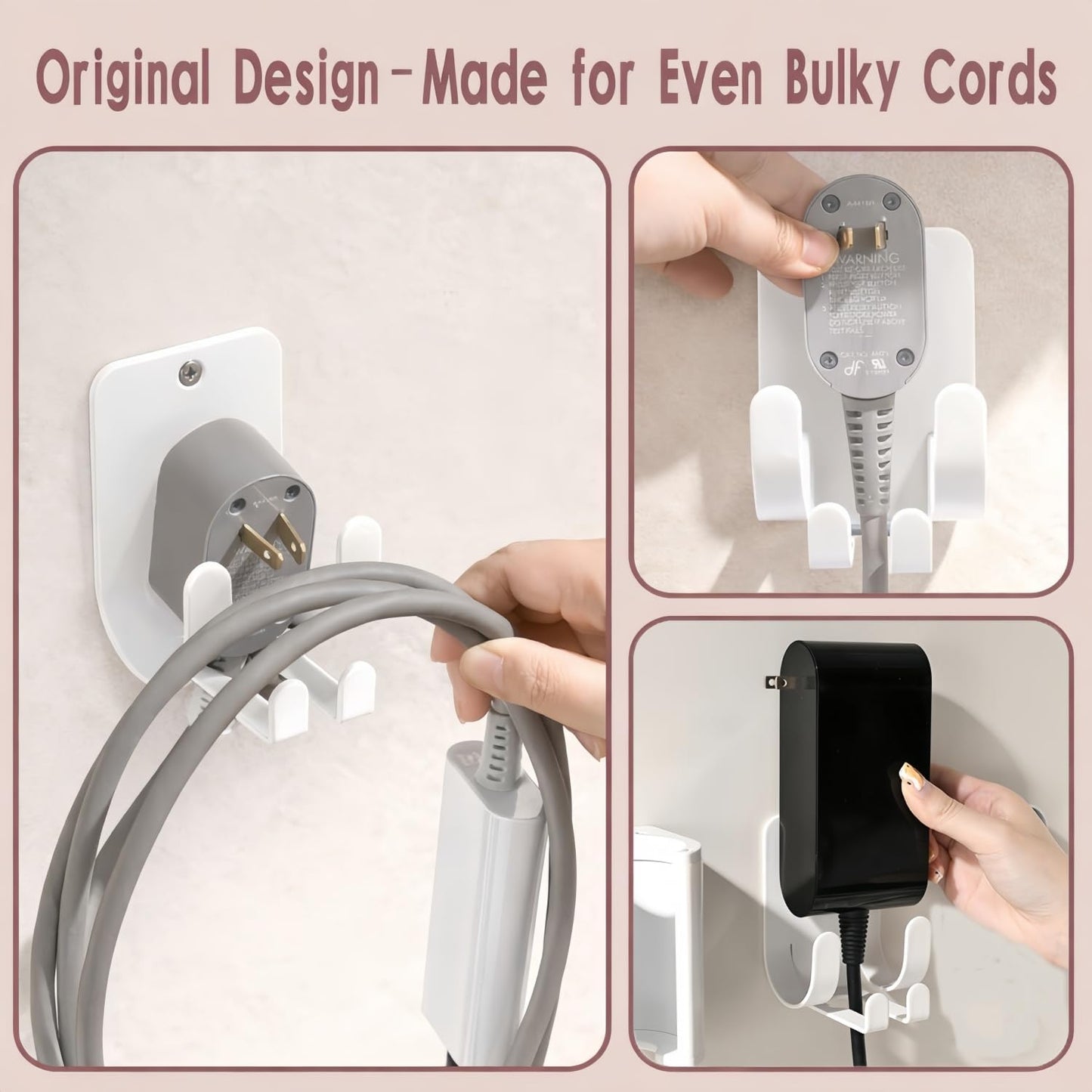 Hot Tools Organizer, Hair Tool Organizer Wall Mount Aluminum Alloy, Space-Saving Curling Iron Holder for Vanity & Bathroom with Stainless Steel Cups White CHOCHOYAH