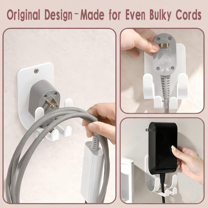 Hot Tools Organizer, Hair Tool Organizer Wall Mount Aluminum Alloy, Space-Saving Curling Iron Holder for Vanity & Bathroom with Stainless Steel Cups White CHOCHOYAH