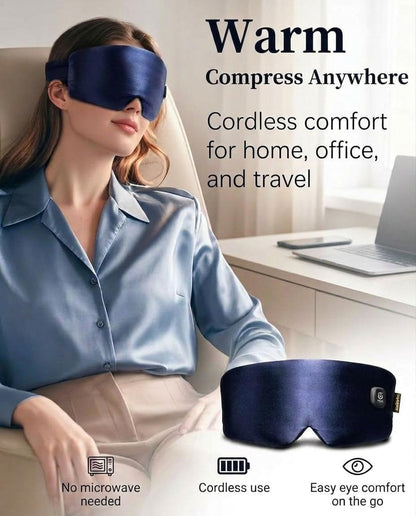 Heated Eye Mask for Dry Eyes - Silk Cordless Warm Eye Compress Moist Heat