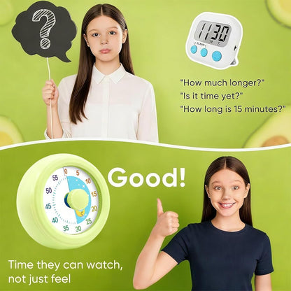 60 Minute Visual Timer with Silent Operation Visual Countdown Timer Rainbow Disk 60 Minute Countdown Timer Task Reminder Home and Kitchen Timer for Kids Desk, Office Meetings (Green)