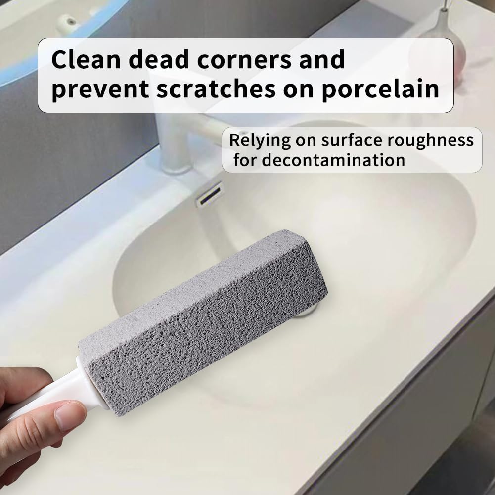 Pumice Stone for Toilet Cleaning, Pumice Cleaning Stone with Handle, Toilet Cleaner, Pumice Stone, Toilet Wand, Toilet Bowl Cleaner Brush, Toilet Brush (2PCS Gray)