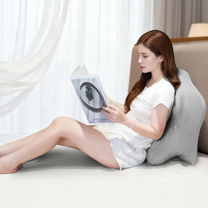 Reading Pillow for Bed, Leaning, Lying and Prone, Ergonomic Memory Foam Bed Wedge Pillow for Headboard, Floor Cushions, Chin & Back Support Pillows on Bedrest Couch Floor- Grey
