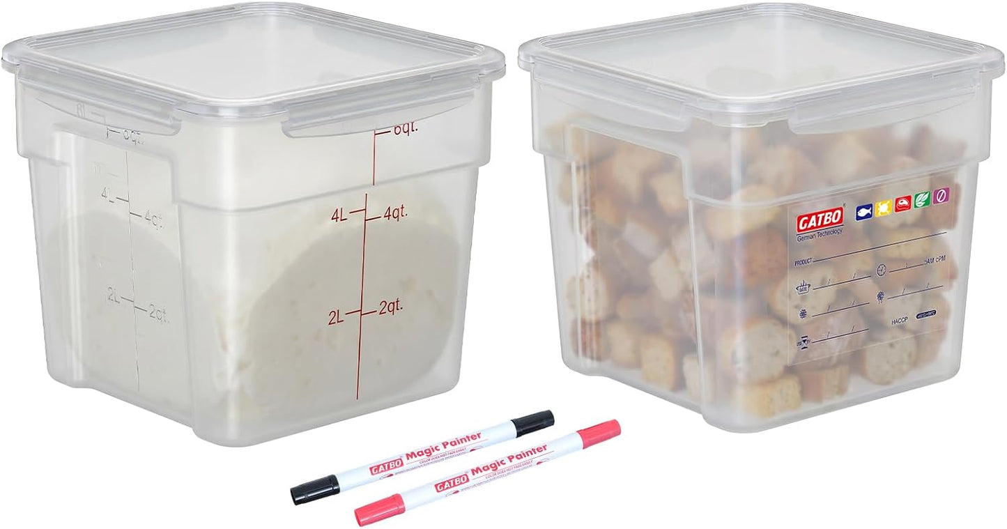 2 Pack 18 QT BPA-Free Translucent Polypropylene Airtight Food Storage Containers, Labeling Area, Stackable Bulk Storage for Flour, Rice, Sugar & Pet Food