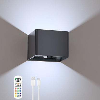 iMaihom Motion Sensor Wall Lights with Remote, 5000mAh Rechargeable Battery Operated Wall Sconces, Wireless Indoor Up Down Lights, 12 RGB Colors, Warm & Cool White for Hallway Stairs Bedroom, 2 Pack