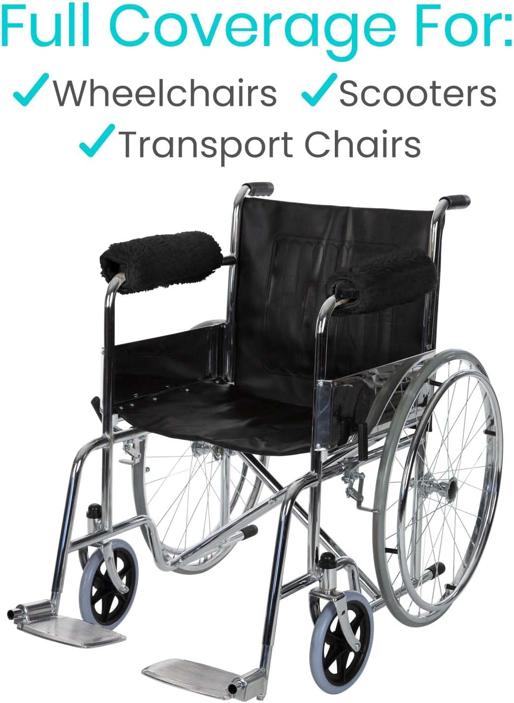 Vive Wheelchair Armrest Pads (2 PCS) - Memory Foam Sheepskin Cushion | Accessories for Transport Electric Wheel Chair Arm Rests - for Adults, Seniors, Handicapped - Soft Support for Office Chair