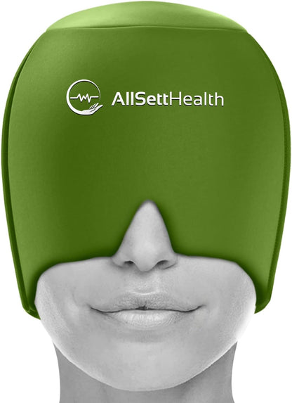 Migraine Relief Cap Ice Head Wrap and Hat | Hot/Cold Gel Pack with Face and Eye Mask Compress for Headache Relief - Black