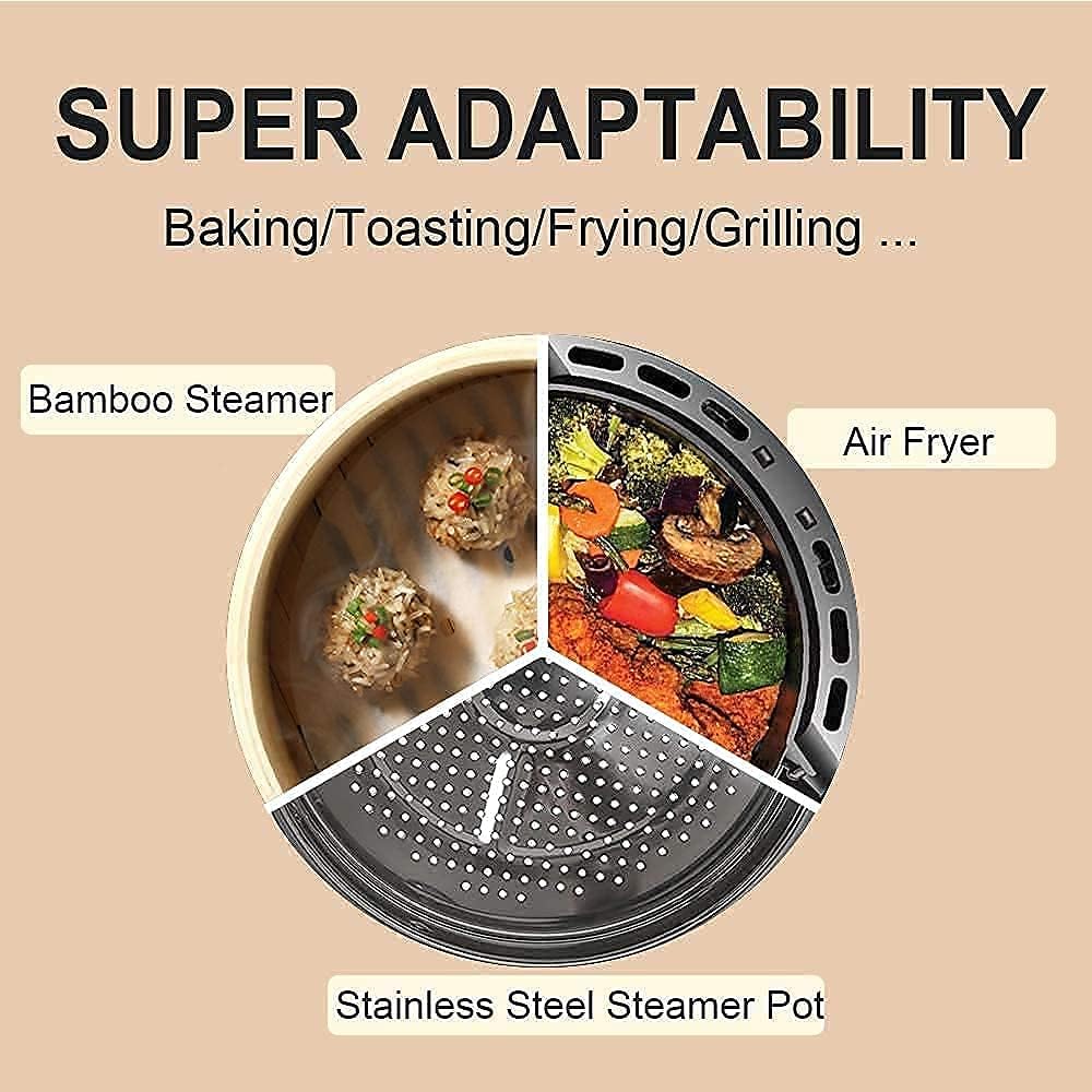 Air Fryer Parchment Paper Liners, 8 Inch 100 Pcs | Pre-Cut Non-Stick Unbleached Paper; Fits 3.5-6QT Air Fryers; Disposable And Durable; Microwave And Steaming Basket Safe