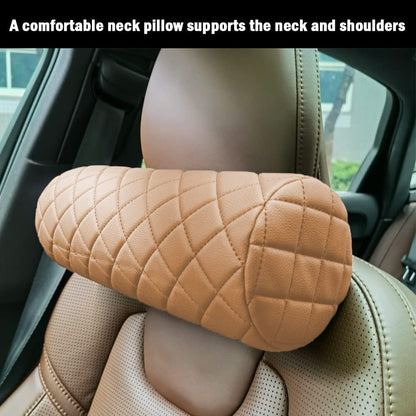 Car Neck Pillow for Pain Relief,Cars Seat Long Back Cervical Neck Support Pillow,Car Side Travel Headrest Round Roll Log Cylinder Pillows for Driving Seat,Memory Foam(Black)
