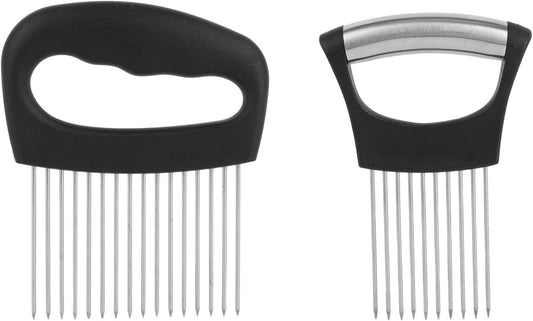 2pcs Onion Holder for Slicing, Extra-Large Onion Slicer Tool Kit with 16 Long Needles & 10 Long Needles Vegetable Chopper Cutter Kitchen Appliance Gadget Utensils for Tomatoes Potatoes Meat Tenderizer
