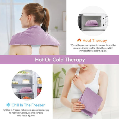 Microwave Heating Pad 6 x 12 Small Heating Pad Microwave, Microwave Bean Bag Heating Pad for Neck and Shoulders, Moist Heat Pack Pillow Warm Compress for Knee, Muscles, Joints, Wrist (Dark Blue)