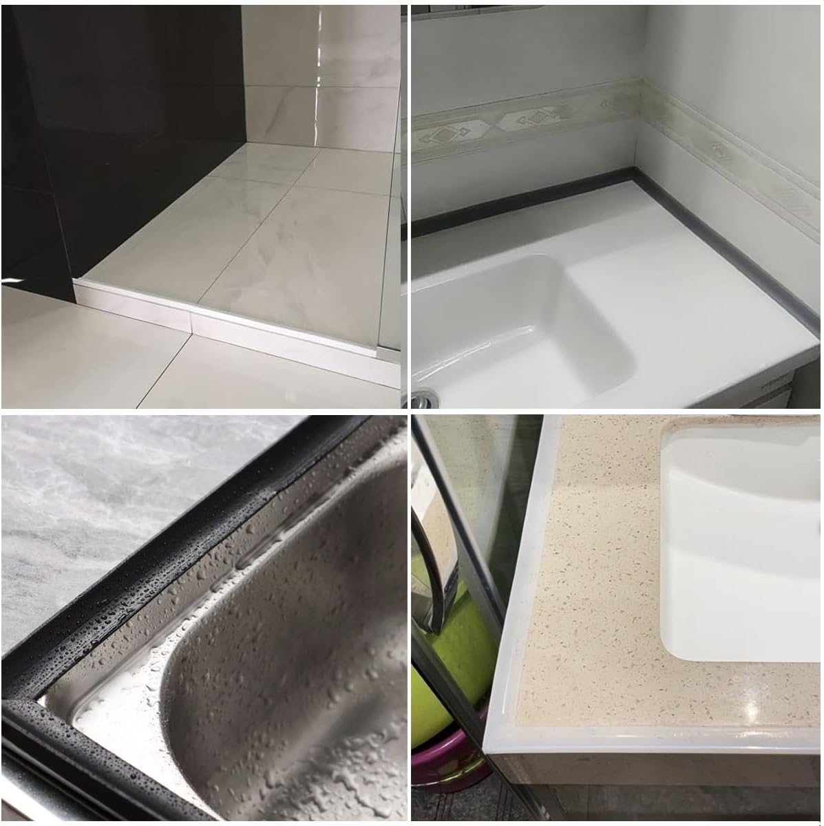 39 Inch Shower Threshold Water Dam Barrier,Transparent | Flexible Silicone Shower Door Bottom Seal for Water Stopper,Self Adhesive Water Blocker for Bathtub Countertop