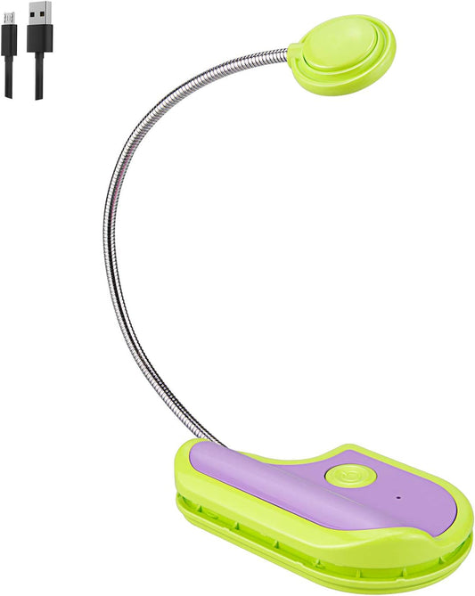 LUXSWAY Rechargeable Reading Book Light for Kids,3 Colors Reading Light for Books in Bed,Clip-On Book Night Light for Bed with Flexible Gooseneck,Cute Bookmark Light with Dimmable for Bookworms-Green