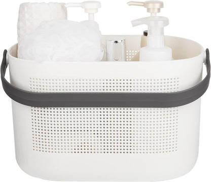 Plastic Portable Shower Caddy Basket, Storage Organizer with Handle, Yellow | Bottom Drain Holes, Keep Dry, Sturdy and Durable, Easy to Carry for Bathroom, Kitchen, Dorm Room, RV, College