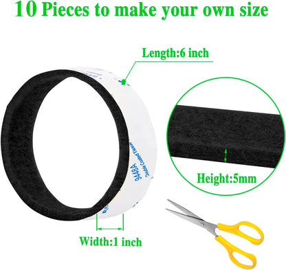 Felt Strips with Adhesive Backing, Felt Tape with Adhesive Backing, Felt Furniture Strips 2 Pack Roll 1/2x 60 Inches Black, Felt Strips for Furniture