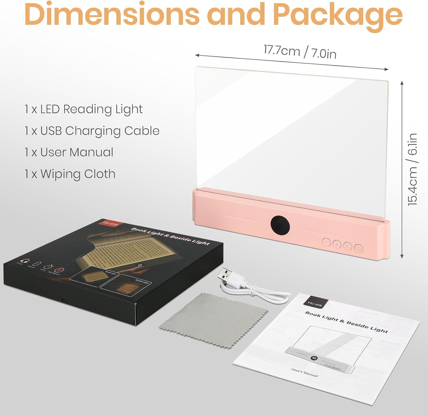 LED Book Light, 3 Color Temps & Stepless Dimming, Night Reading with Timer | 2-In-1 Rechargeable Clear LED Flat Reading Light and Night Light. Perfect for Night Reading and Bookish Gifts(Black)