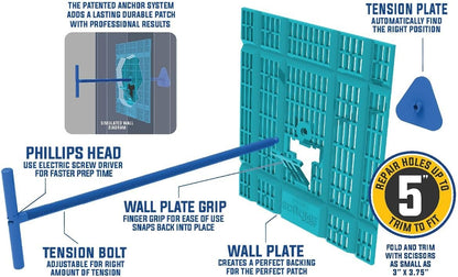 Drywall Repair Kit by SD Home, Fix Large Holes Fast, Wall Plate, 2 Patch Dry Compound Bags, Sanding Block & Trowel, Perfect Drywall Hole Patch Solution, Quick & Easy Filler, Wall Putty, Spackle Paste