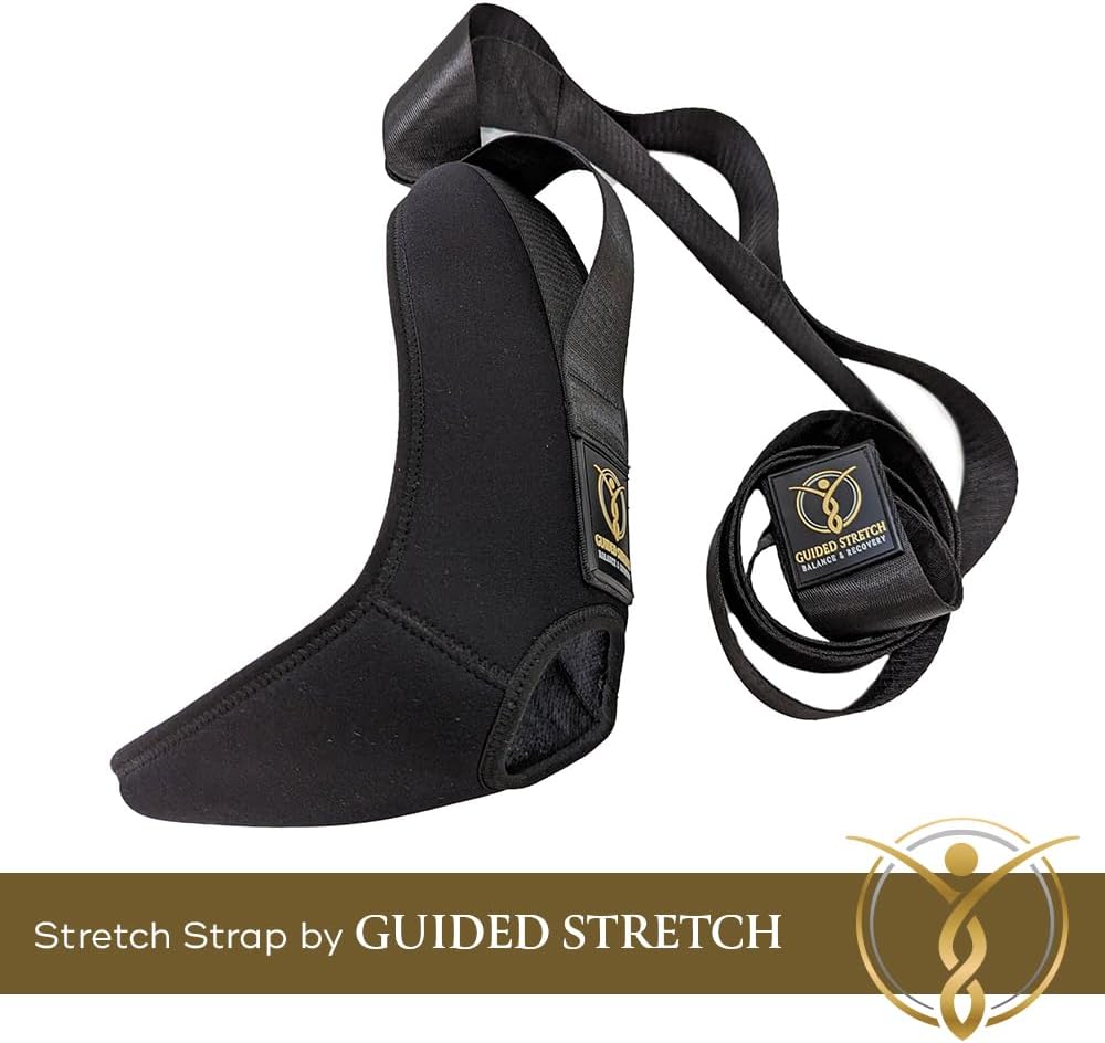 Stretching Strap with Loops and Padded Foot Cradle, Non-Elastic Yoga Strap for Physical Therapy, Hamstring, Calf, Leg and Shoulder Flexibility, Velcro-Free