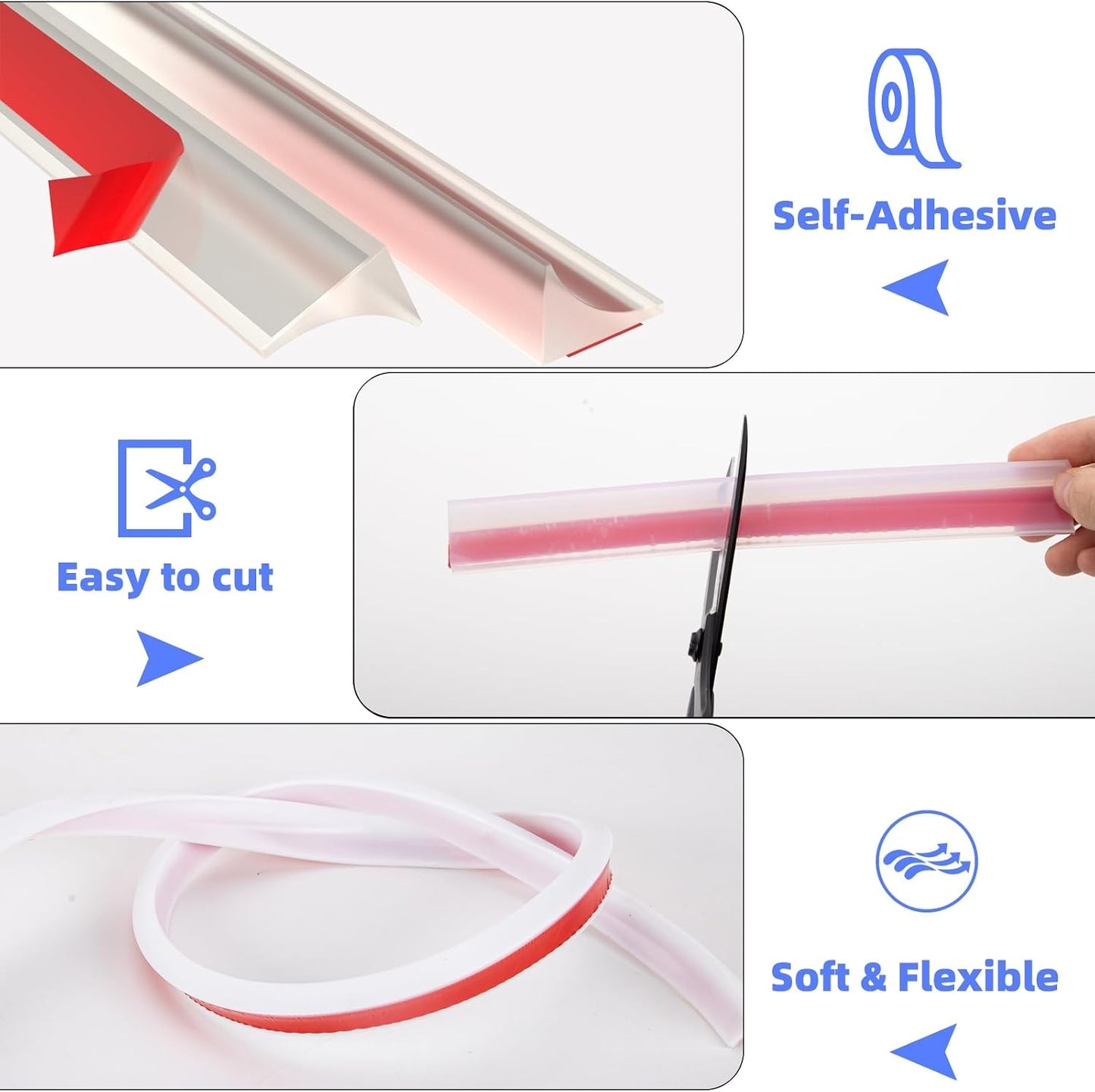 39 Inch Shower Threshold Water Dam Barrier,Transparent | Flexible Silicone Shower Door Bottom Seal for Water Stopper,Self Adhesive Water Blocker for Bathtub Countertop