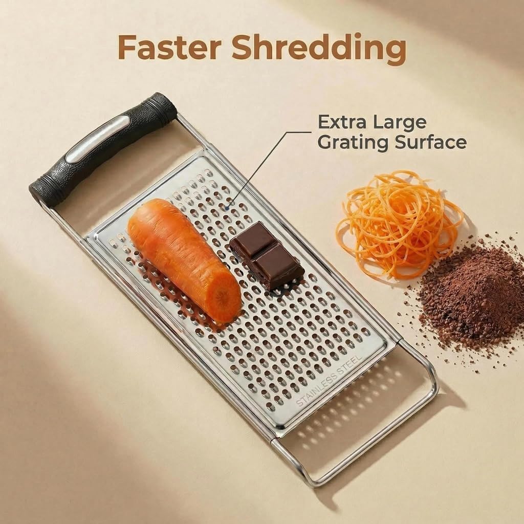 NACOLUS Grater & Finger Guard Set – Cut-Proof Hand Protector + Fine Stainless Steel Grater for Cheese, Citrus, and Vegetables