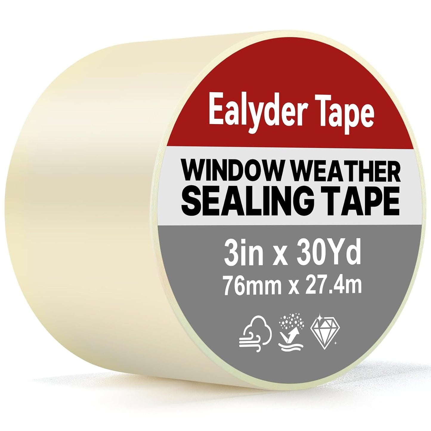 3 Inch x 90 Ft Transparent Window Weather Sealing Tape, Clear Window Draft Isolation Sealing Film Tape, Window Insulation Surface-Safe for Doors Gap Sealing, No Residue, Easy to Remove