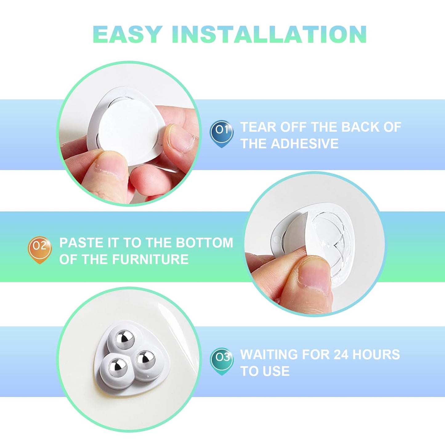 Self Adhesive Appliance Sliders 8 Pack Kitchen & Furniture Rollers | Move Small Appliances Easily 360° Glide No Tools Peel Stick 12lbs Per Wheel