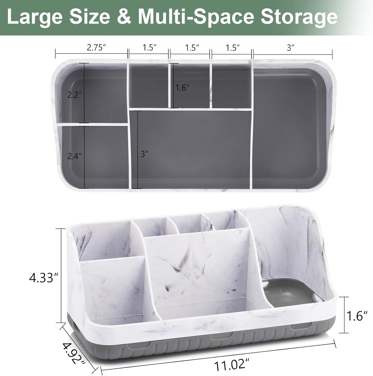 GFWARE Black Toothbrush Holder - 7 Slots Bathroom Organizer Countertop with Drainage Matte Black Electric Toothbrush and Toothpaste Holder for Bathroom Accessories Organization Vanity Sink Storage | Detachable 7 Slots Matte Black Kid Electric Toothbrush