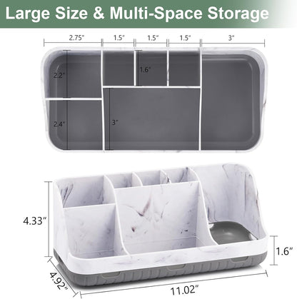 GFWARE Black Toothbrush Holder - 7 Slots Bathroom Organizer Countertop with Drainage Matte Black Electric Toothbrush and Toothpaste Holder for Bathroom Accessories Organization Vanity Sink Storage | Detachable 7 Slots Matte Black Kid Electric Toothbrush