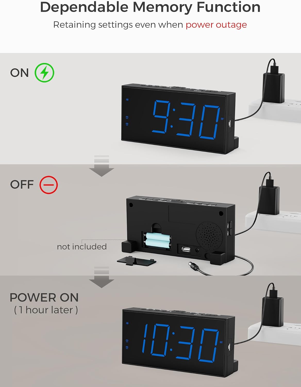 Vibrating Alarm Clock for Heavy Sleepers with Bed Shaker, 116dB Dual Alarms