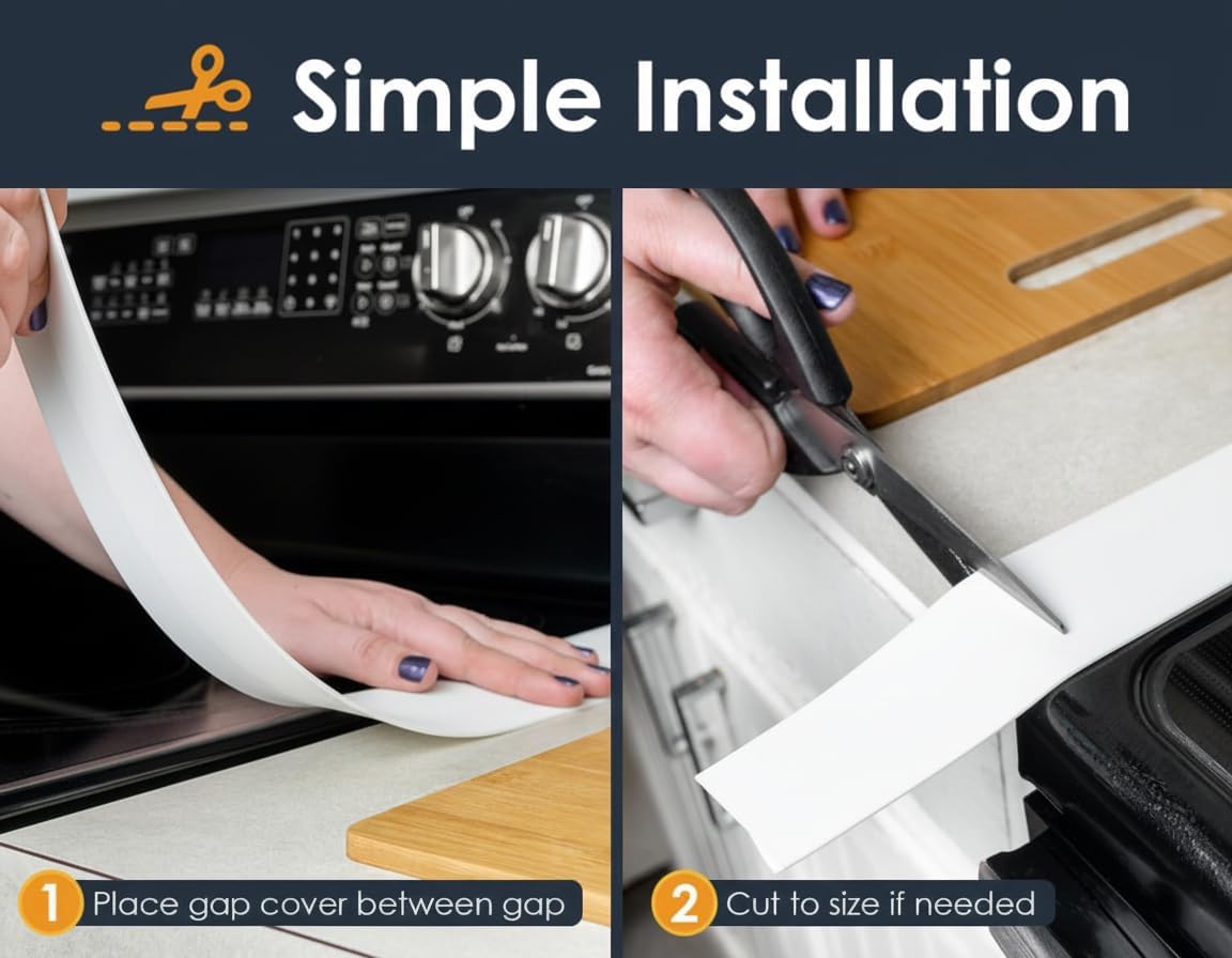 Linda’s Essentials Silicone Stove Gap Covers (2 Pack), Heat Resistant Oven Gap Filler Seals Spaces Between Stovetop and Counter, Easy to Clean Stove Side Guard (25 Inches, Clear)