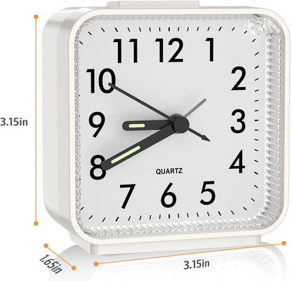 Analog Alarm Clock, Bedside Clocks Battery Powered, Silent Non Ticking Travel Clock with Night Light, Snooze, Easy Set, Clock for Heavy Sleepers Kids Elder Travel Bedroom Office, Pink