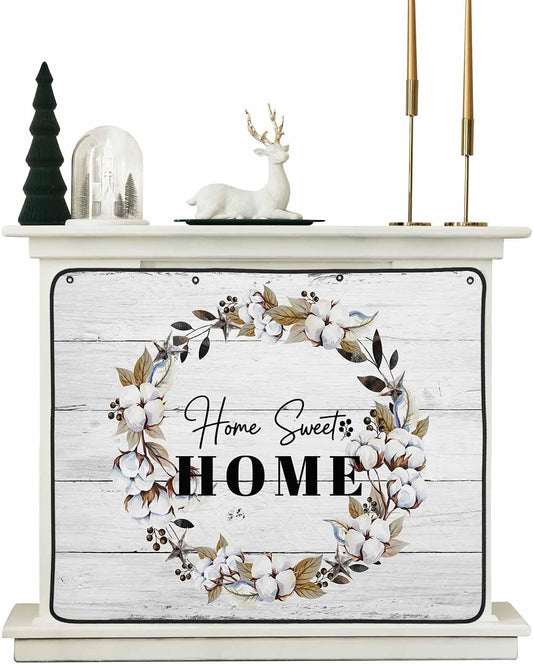 Farmhouse Wreath Magnetic Fireplace Cover,Fireplace Draft Blocker,Sweet Home Rustic Plants Texture Grey Wood Fireplaces Blanket for Heat Loss/Cold Air,Fireplaces Draft Stopper Cover for Inside 36"x30"
